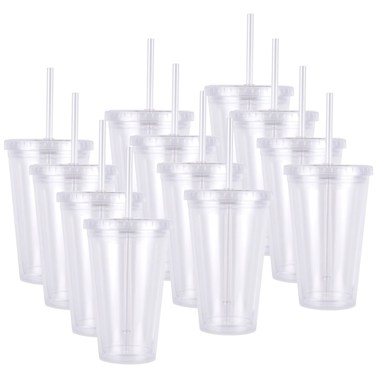 12 Pack: 18oz. Plastic Tumbler with Straw by Celebrate It&#x2122;